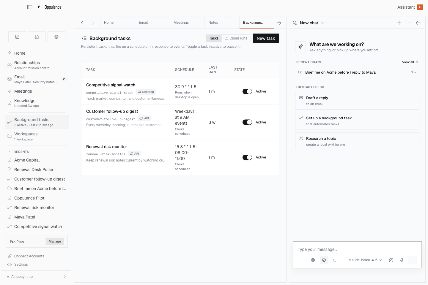 Oppulence desktop app screenshot for Governed Execution